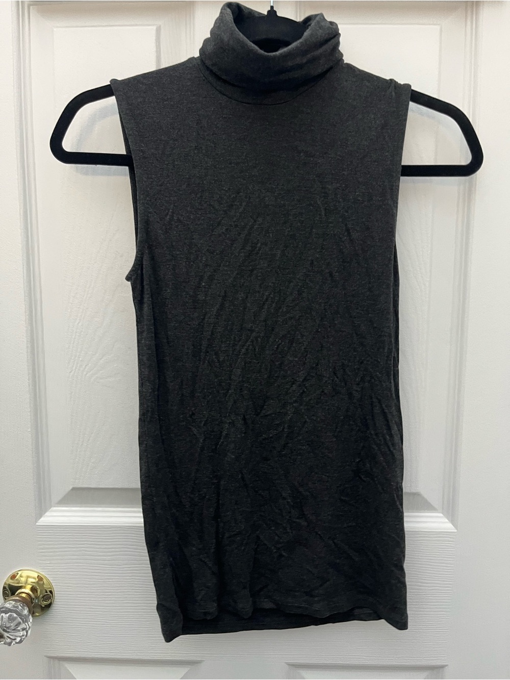 Majestic Sleeveless Turtleneck - Charcoal